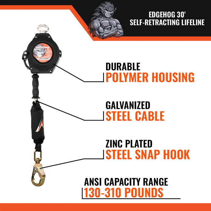 20’ & 30' EDGEHOG SRL W/ SNAP HOOK, CLASS 2