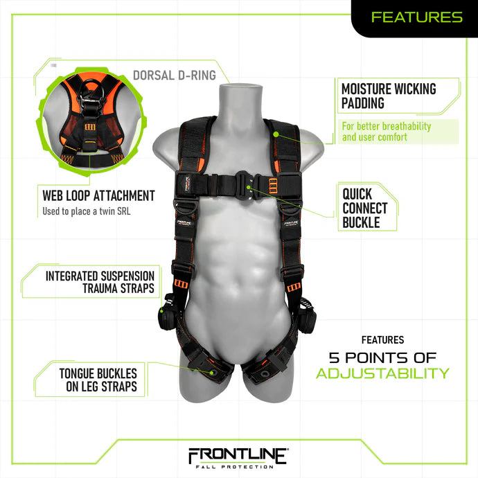 Frontline 110VTB Combat™ Lite Vest Style Harness with Aluminum Hardware and Suspension Trauma Straps