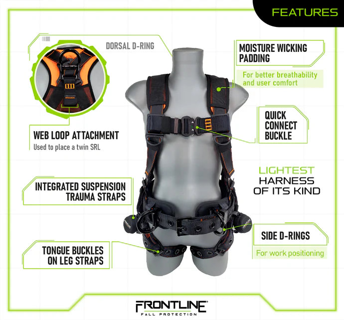 Frontline 110CTB Combat™ Lite Full Body Harness all Aluminum Hardware and Suspension Trauma Straps