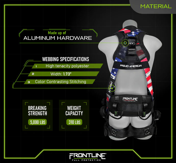 Frontline 110CTB-AM American Style Full Body Harness with Aluminum Hardware and Suspension Trauma Straps
