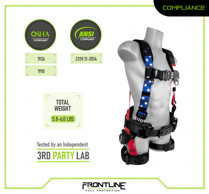 Frontline 110CTB-AM American Style Full Body Harness with Aluminum Hardware and Suspension Trauma Straps